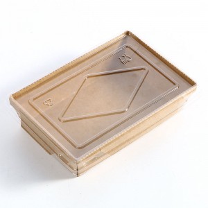 Eco -vriendelijke op maat gemaakte groothandel biologisch afbreekbare vouwen salade kraft papieren lunchbox