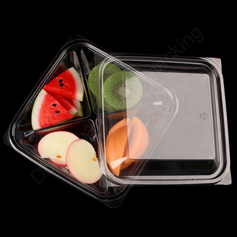 Wegwerp plastic transparante fruitsalade blisterbox containerverpakking met deksel